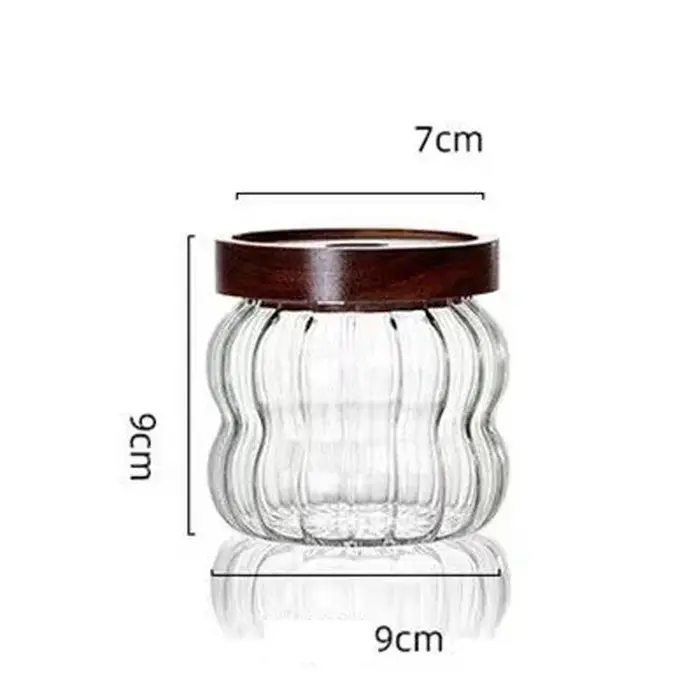 Bocal en verre à haute teneur en borosilicate avec couvercle en bois