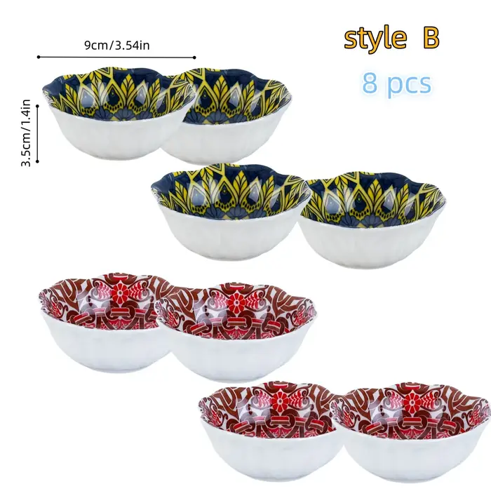 Ensemble de 8 plats à condiments en céramique peints