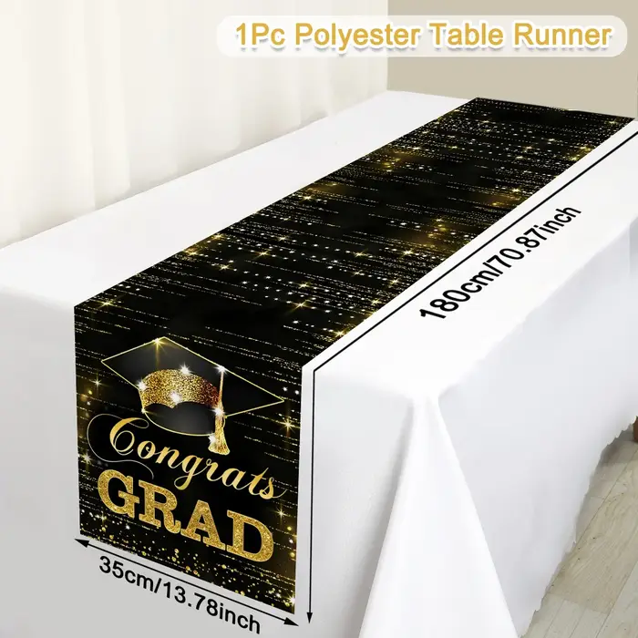 Chemin de table et nappe de table pour la promotion 2026, thème Joyeux Remise de Diplôme, Décoration