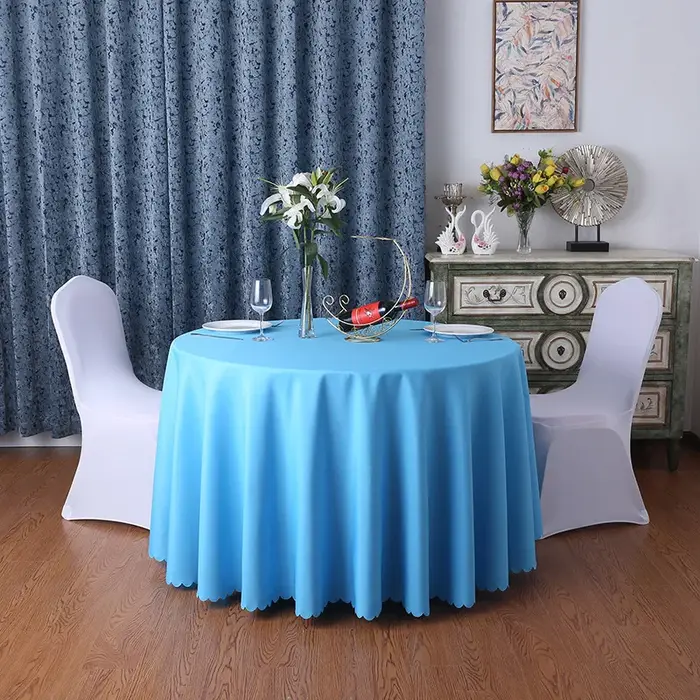 Nappe de Table ronde de couleur unie, en Polyester, moderne, anti-poussière, pour Table basse, meubl