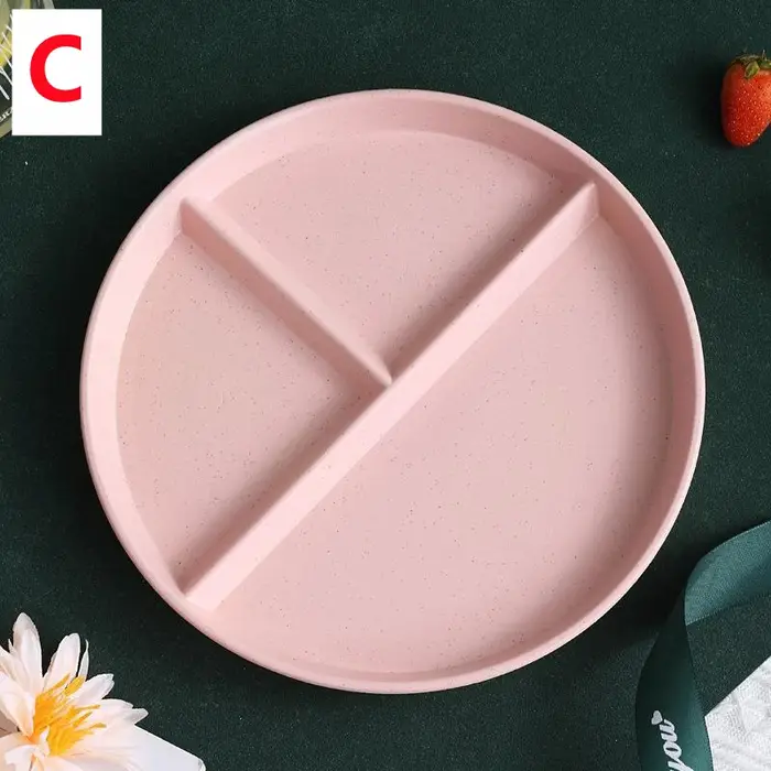 Assiette compartimentée à trois grilles en paille de blé écologique pour fruits