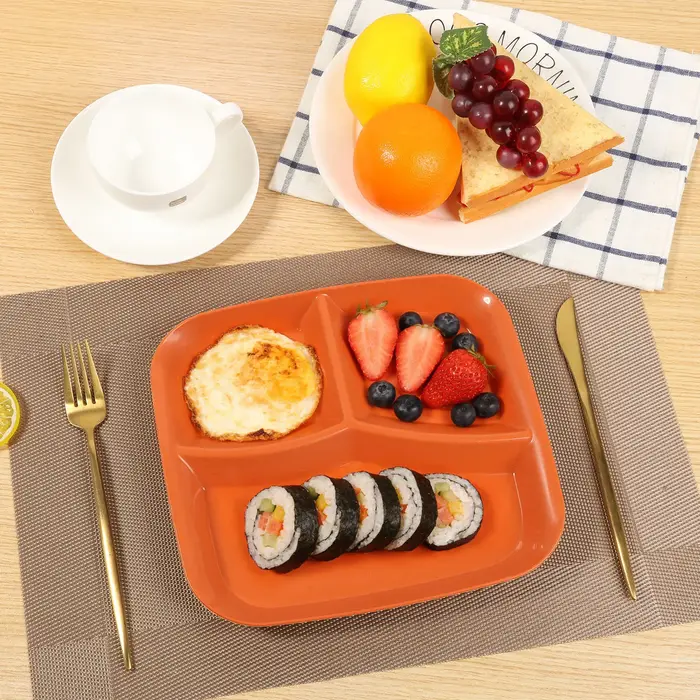 Assiette compartimentée en plastique réutilisable