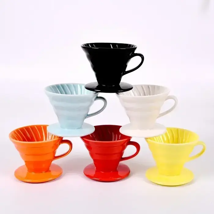 Goutteur de café en céramique style moteur, filtre goutte à goutte, tasse verser en continu sur la cafetière, support séparé pour 1-4 standardisation