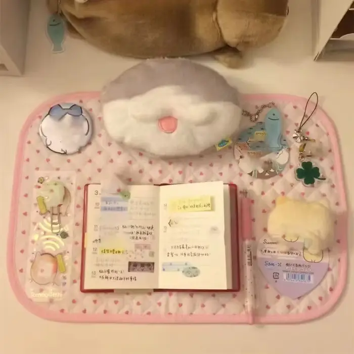 Nouveau Set de Table Matelassé Rose Mignon Japonais Thème Amour