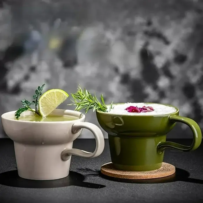 Tasse à café latte de style japonais avec poignée
