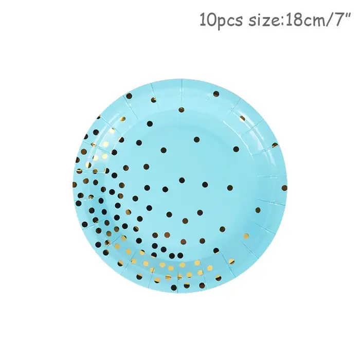 Vaisselle jetable à points bronzants bleus
