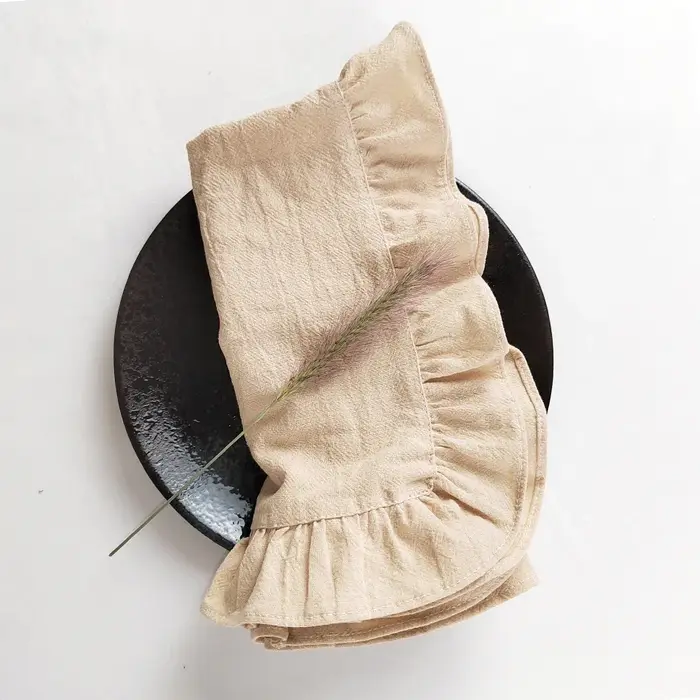 Serviettes à volants 100 % coton pour assiettes