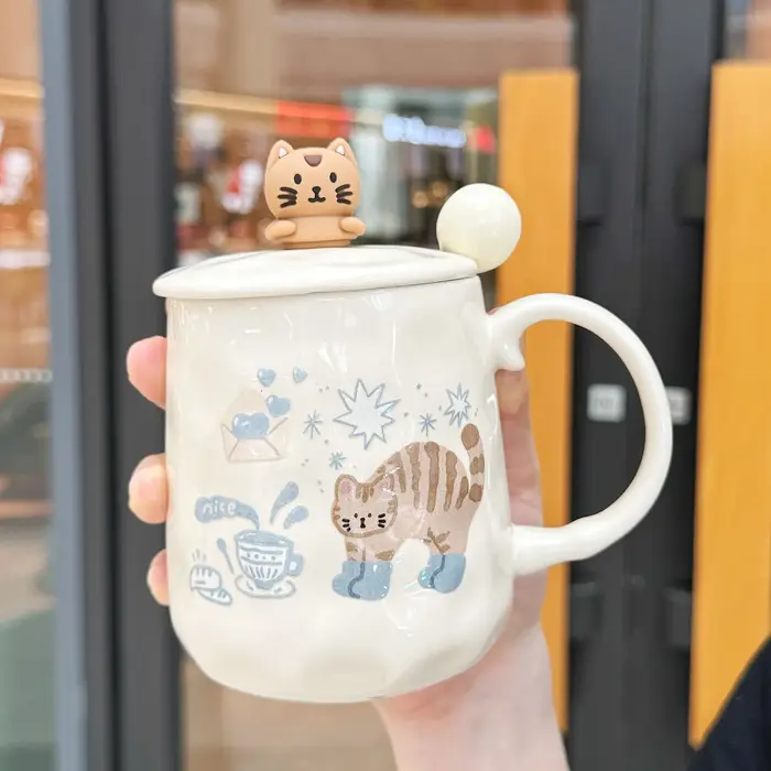 Tasse en céramique pour chat, tasses de petit déjeuner originales de café, tasses mignonnes, verres,