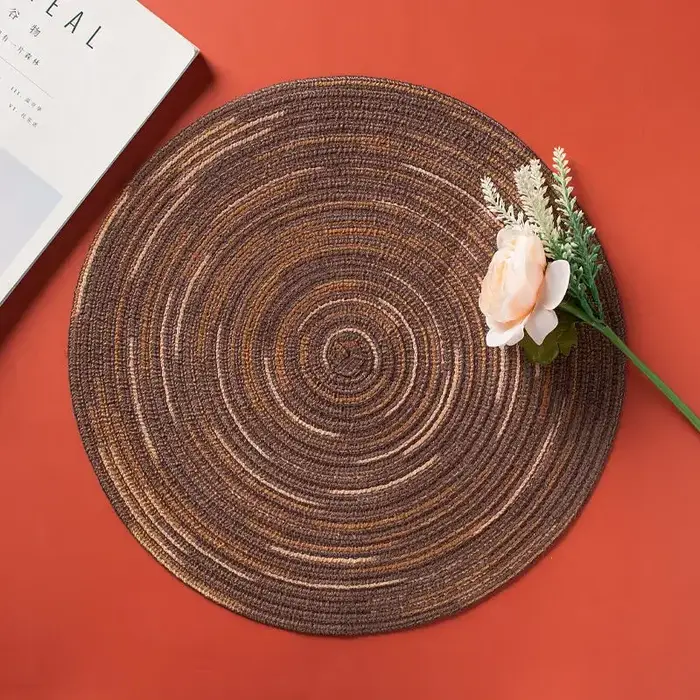 Napperon de Table Rond en Vinyle Tissé Individuel