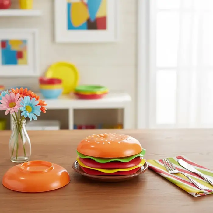 Ensemble d'assiettes à hamburger empilables