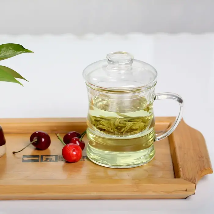Tasses à thé domestiques en verre transparent épais, Design en bambou, service à thé de bureau haut de gamme, résistance aux hautes températures pour poêle, filtre à thé