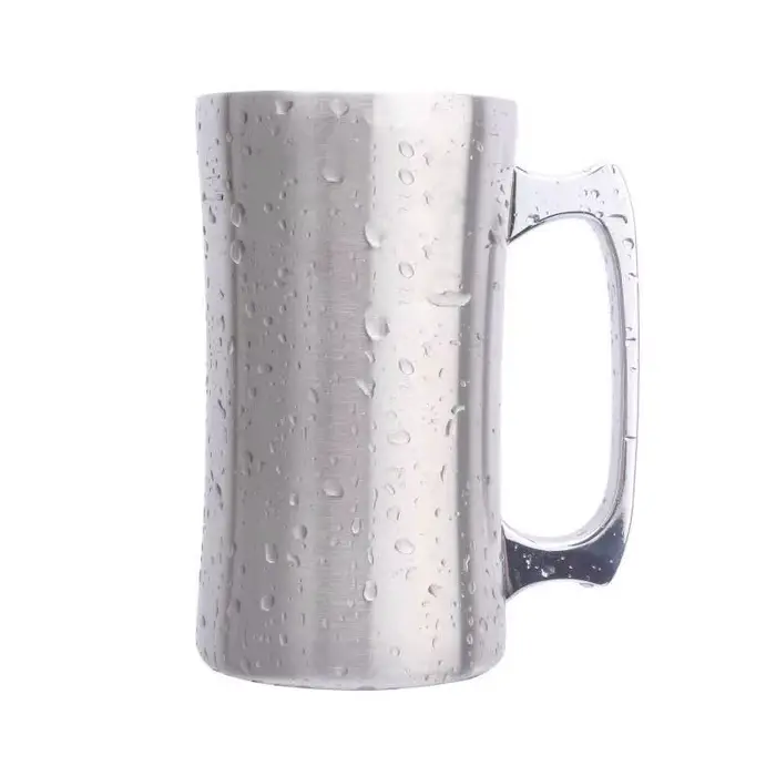 Tasse isotherme en acier inoxydable avec couvercle, grande tasse à double paroi, gobelet avec poigné