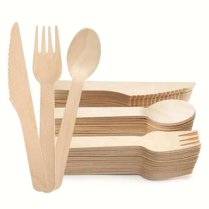 Ensemble de couverts jetables en bois de 14 cm