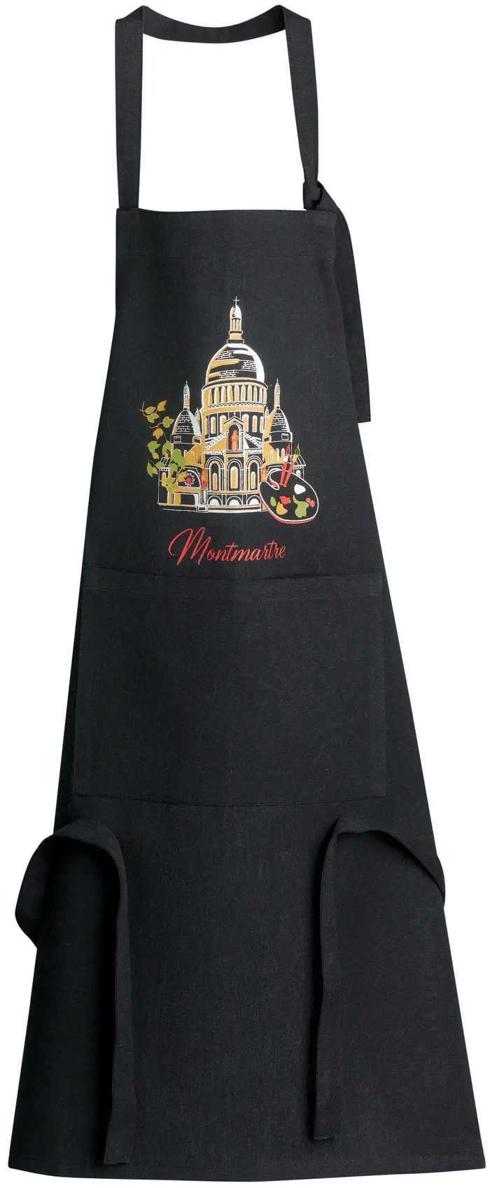 Tablier de cuisine recycl Montmartre avec poche Noir 85 x 72