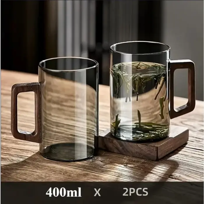 Tasse en verre résistant à la chaleur de grande capacité de 400ml