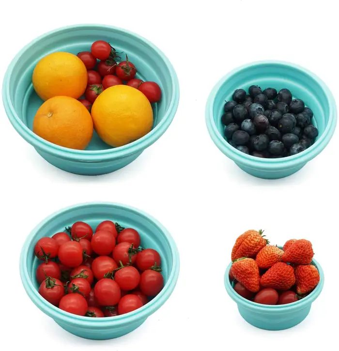 Boîte à déjeuner pliante ronde en Silicone, bol pliant pour micro-ondes, récipient alimentaire pliab