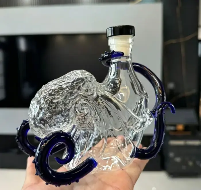 Carafe en verre artisanale en forme de pieuvre, bouteille unique pour whisky et rhum, pour bar, déco