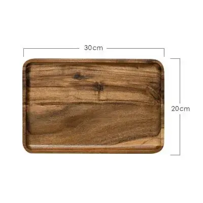 Assiette de service rectangulaire en bois de bambou
