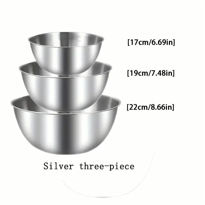 3 pièces Un ensemble de trois bols en acier inoxydable pour mélanger