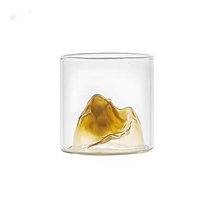 Corlor montagne verre verre Transparent tasse à café résistant à la chaleur thé boisson lait jus tas