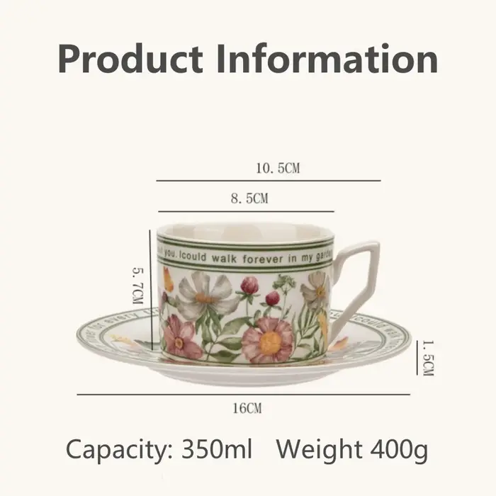 Tasse à café et soucoupe de Style rétro français