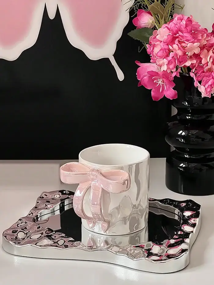 Mug en céramique style Ins avec nœud rêveur