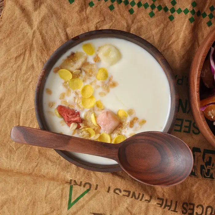 Jaswehome 1 pièce Bol à salade en bois d'acacia naturel fait main