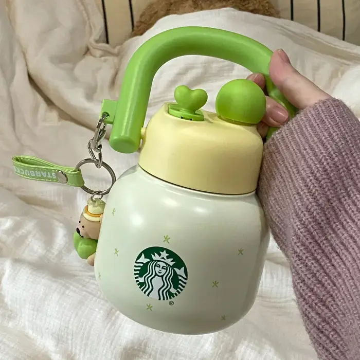Tasse isotherme portable en acier inoxydable grande capacité double compartiment pour boissons Starbucks Succulent Garden Berry Good Time Rose