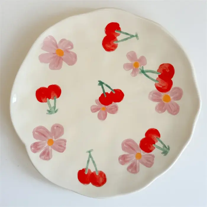 Ensemble de tasses à café avec assiette en céramique, motif floral, peintes à la main, jolie fille, 