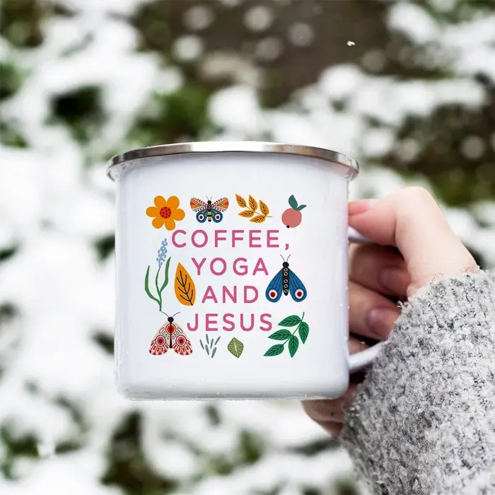 Tasses à café et à thé en émail créatif chrétien pour femmes
