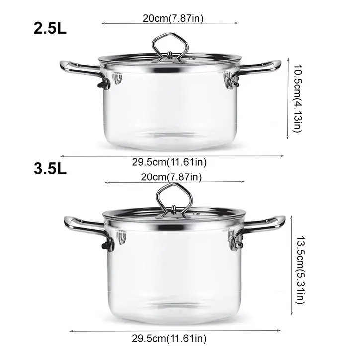 Verrerie moderne haute teneur en verre Borosilicate marmite transparente minimaliste casserole