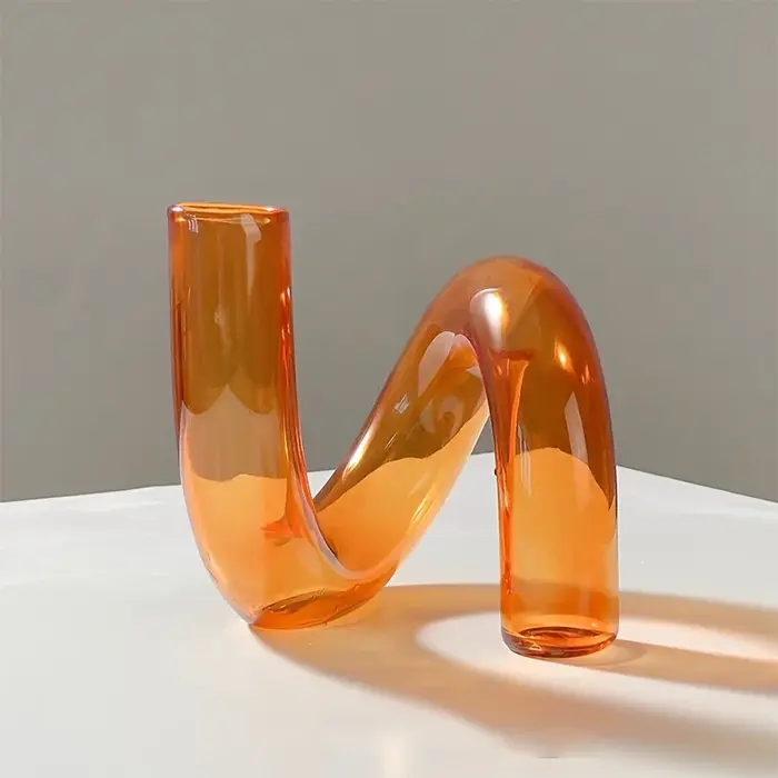 Vase en verre irrégulier nordique | Centre de table transparent moderne pour salle à manger/salo
