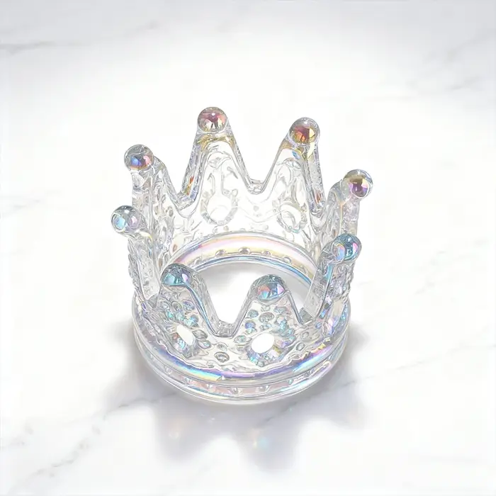 Bougeoir en verre et cristal couronne