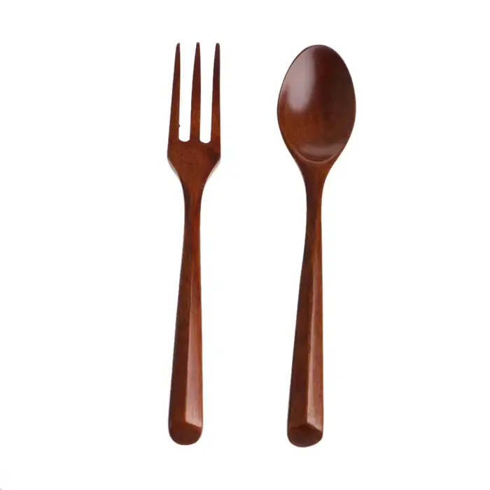 Ensemble cuillère à dîner en bois fourchette couverts en bois salade cuisine ustensile de table