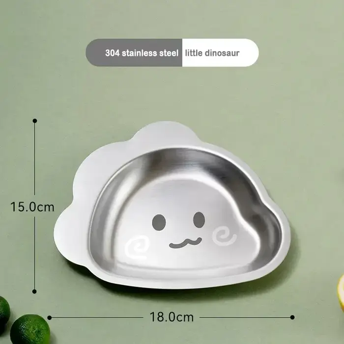 Assiette de table pour enfants en acier inoxydable 304, motif dessin animé, pour la maternelle et l'
