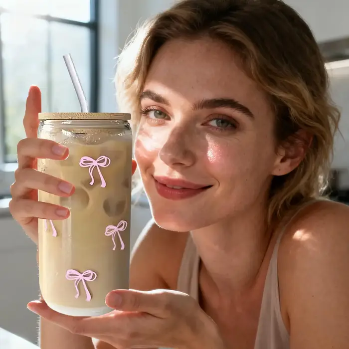 Verres avec couvercles et pailles 500 ml – Tasses en verre pour matcha