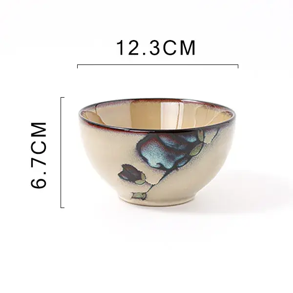 Assiette à fleurs en céramique peinte à la main, vaisselle japonaise, assiette de poisson domestique