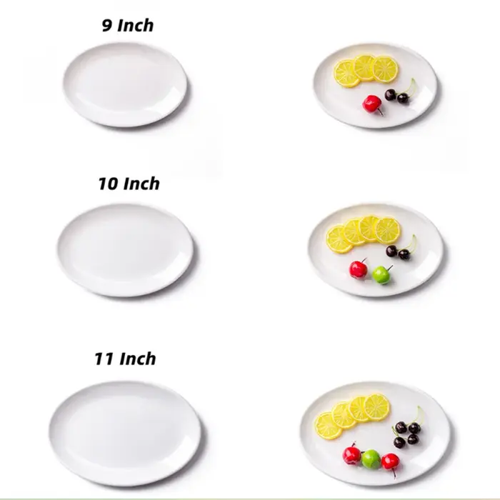 Assiettes ovales en mélamine blanche de 9 à 14 pouces