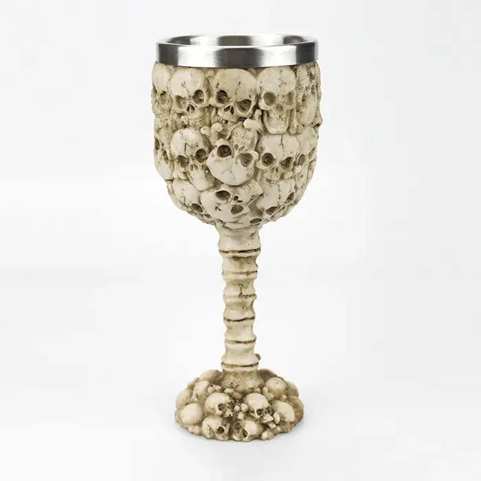 Verre à vin gothique Style contient crâne de chèvre Viking Dragon griffe doigt métal et résine