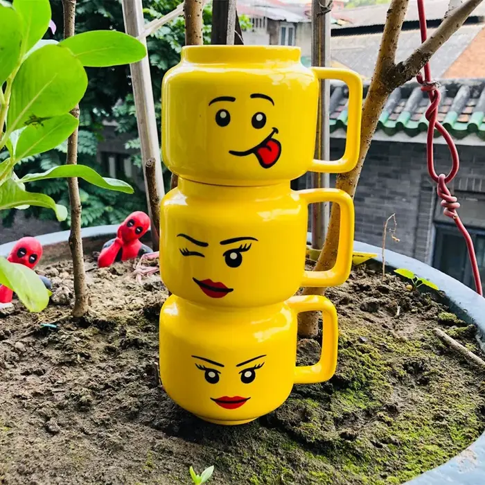 Tasses en céramique drôles dessin animé café lait thé tasse d'eau mignon drôle enfants boire Camping fête pique-nique
