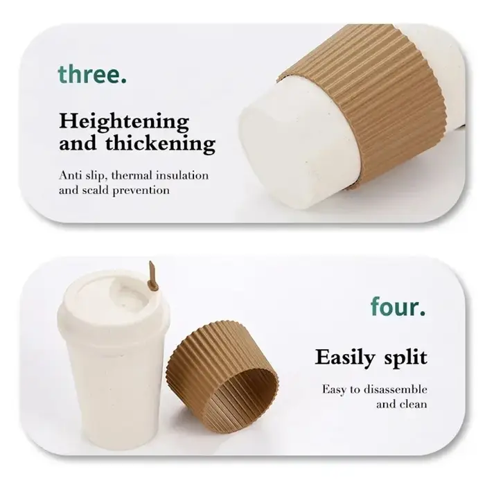 Tasse à café portable réutilisable avec paille de blé