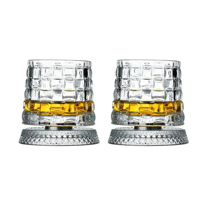 Verre à whisky rotatif, verres à whisky tendance, verrerie pour bourbon, gin, vodka, brandy, pour le