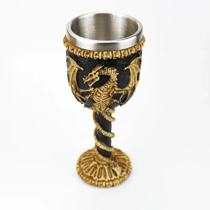 Verre à vin gothique Style contient crâne de chèvre Viking Dragon griffe doigt métal et résine