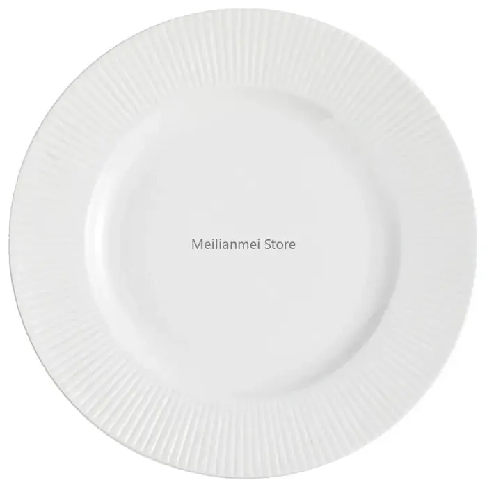Assiette en céramique, assiette à rayures blanches en relief