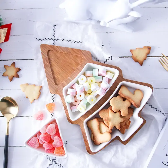 Ensemble d'assiettes à dessert en porcelaine pour arbre de Noël