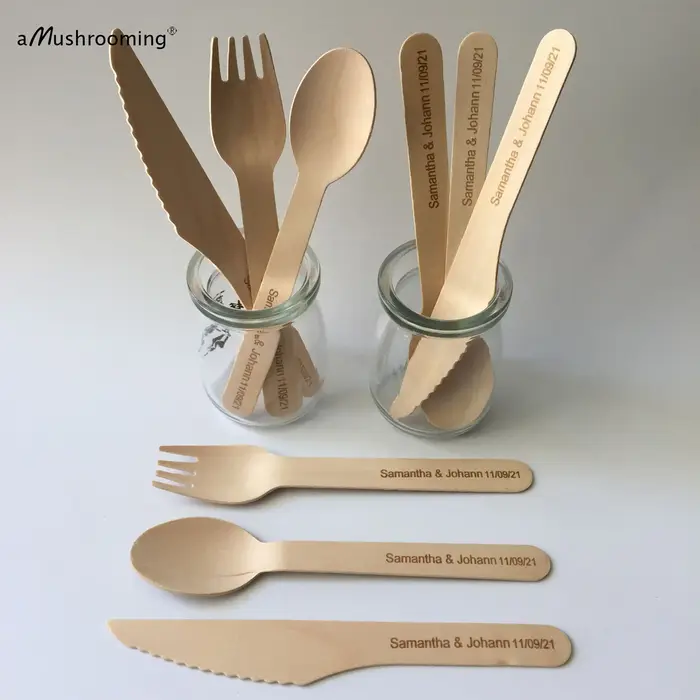 Ensemble de couverts de cuisine en bois de glace personnalisés avec nom et date
