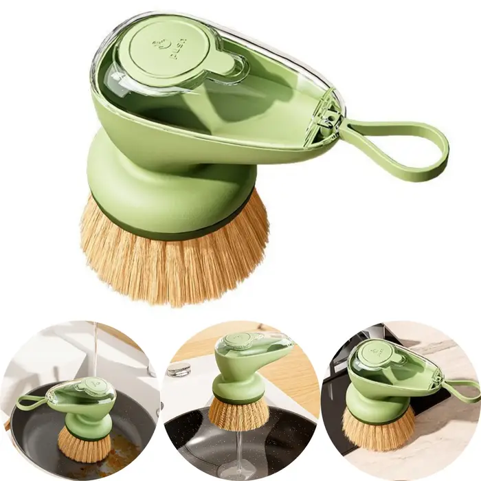 1 Brosse à vaisselle avec distributeur de savon, brosse de nettoyage multi-usages pour la vaisselle,