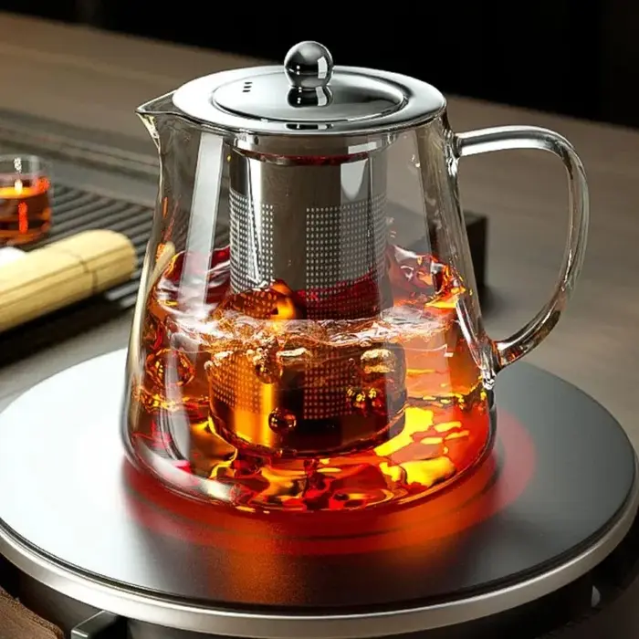 Théière en verre Borosilicate transparent résistant à la chaleur