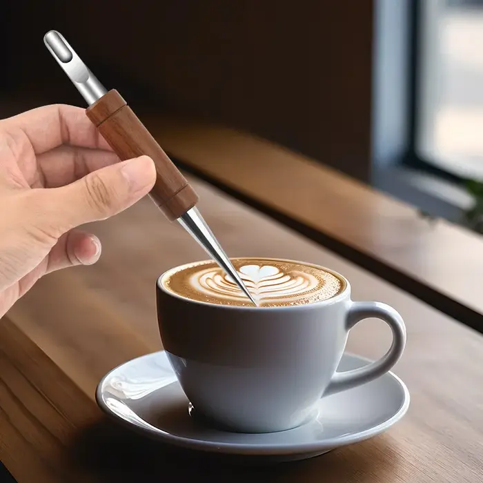 Stylo à café artistique en acier inoxydable