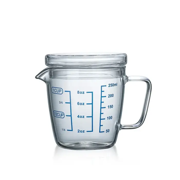 Tasse à mesurer en verre YWDL 250/500ml avec couvercle